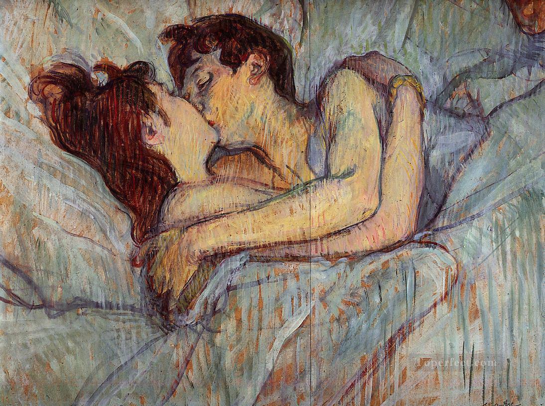in bed the kiss 1892 Toulouse Lautrec Henri de Oil Paintings